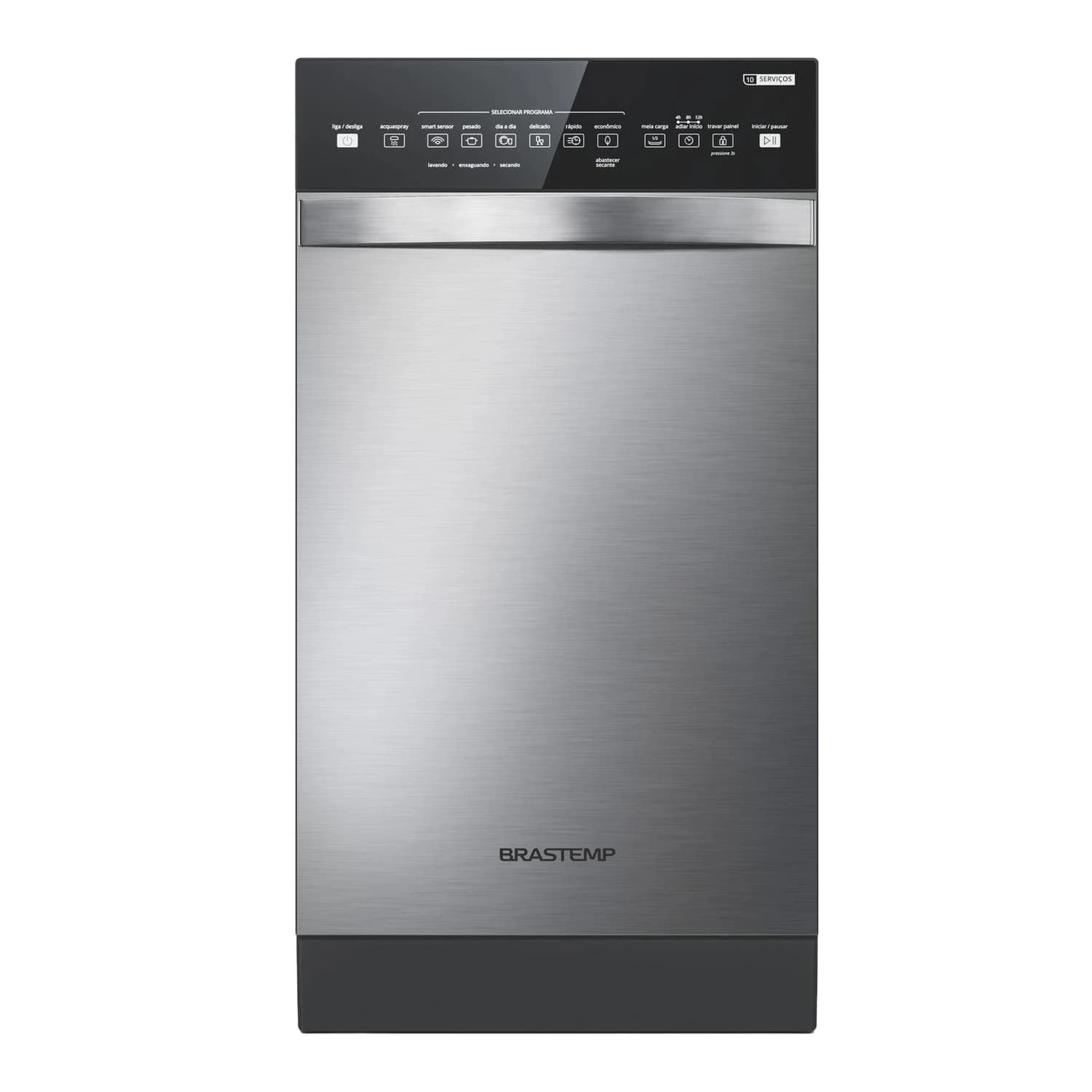 Lava-louças de inox com painel preto de dez serviços